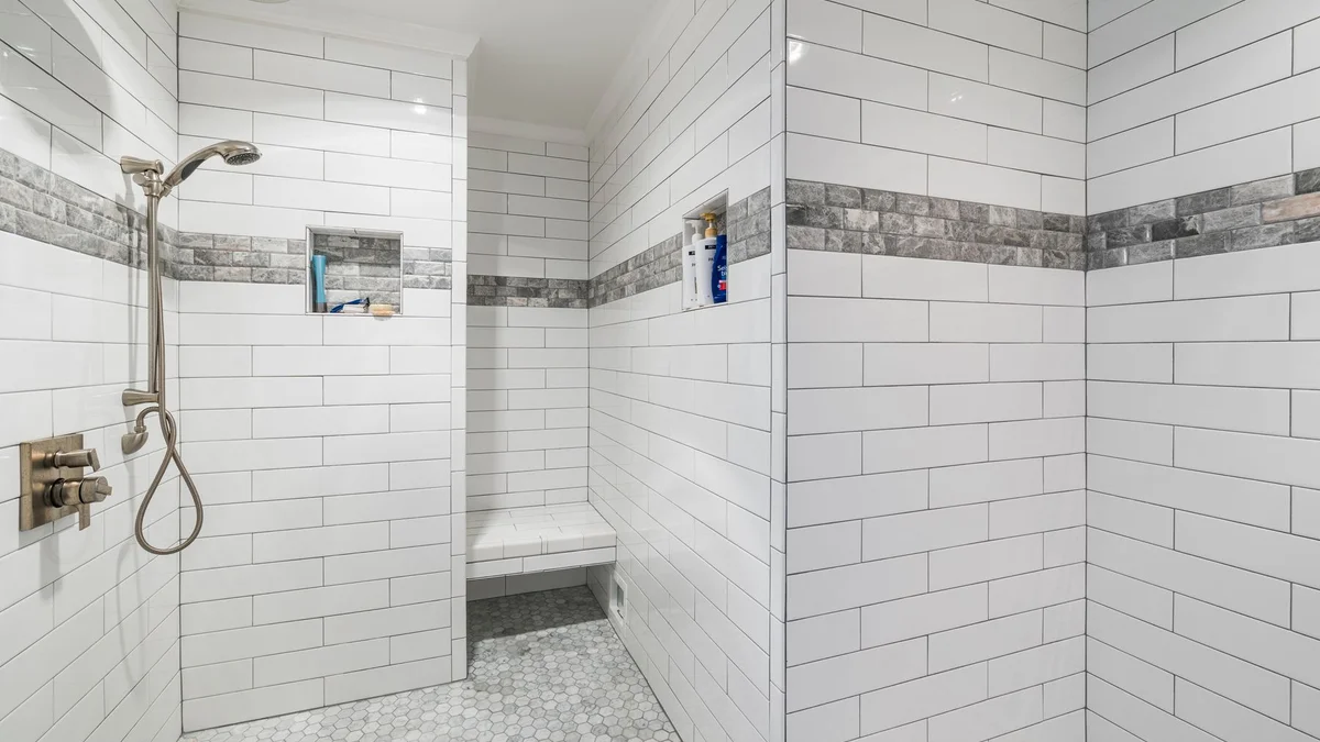 Tiled walk-in shower