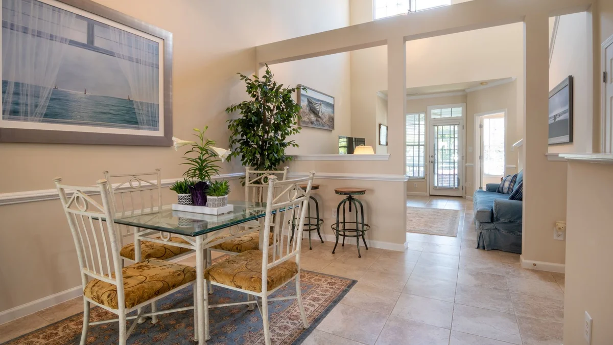 Open living and dining area