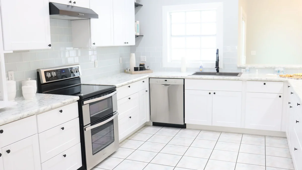 Fully equipped white kitchen