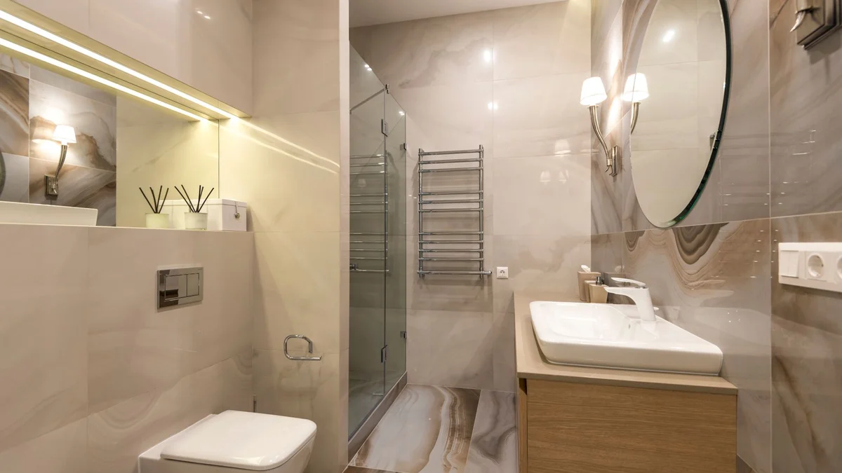 Primary bathroom with walk-in shower