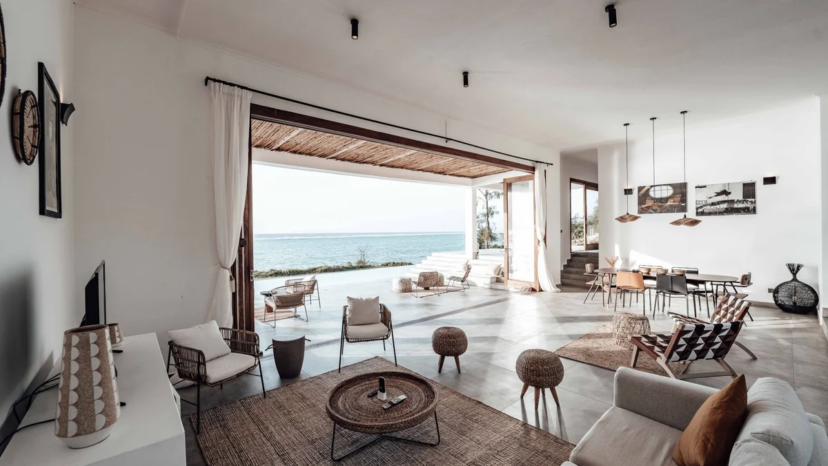 Open living area with water views