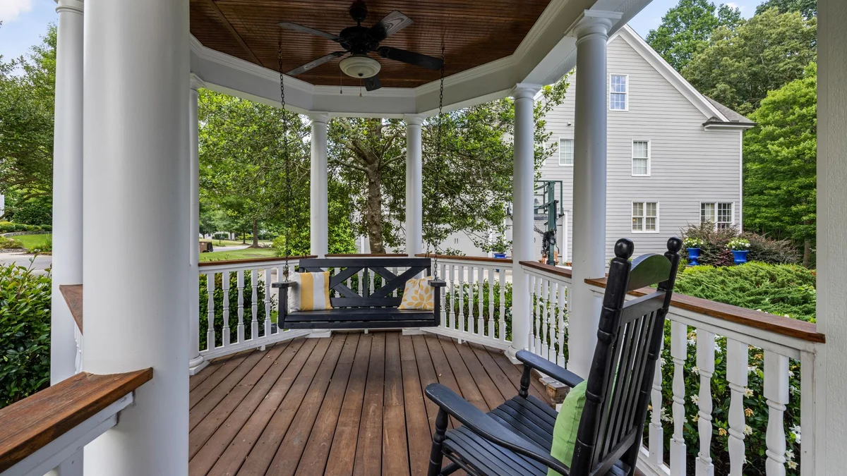 Covered porch with rocking chairs