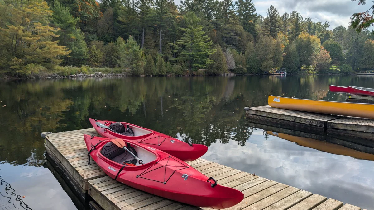 Kayaks ready at the dock